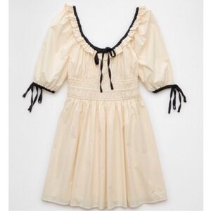 Cream Dress with Black Trim
